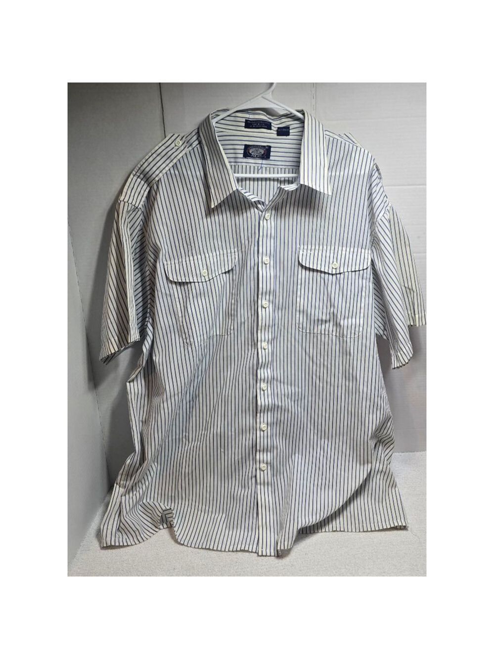 Men's Knights Bridge Casual Button Down Shirt 3XL White Blue Striped